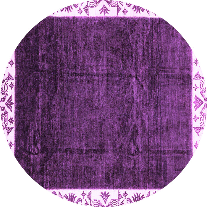 Round Machine Washable Abstract Purple Modern Area Rugs, wshabs3308pur