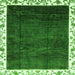 Square Abstract Green Modern Rug, abs3308grn