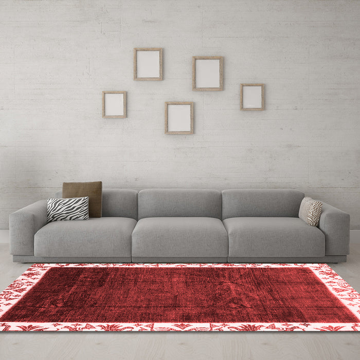 Modern Red Washable Rugs