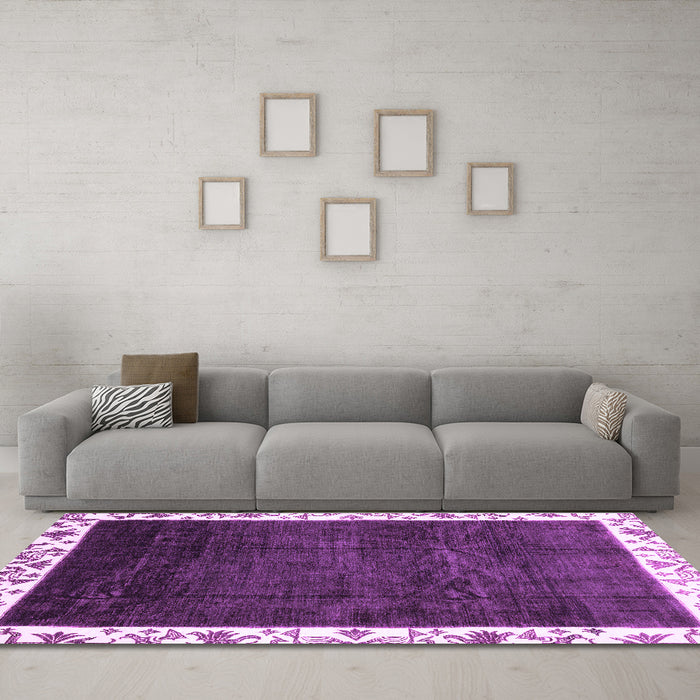 Machine Washable Abstract Purple Modern Area Rugs in a Living Room, wshabs3308pur