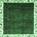 Square Machine Washable Abstract Emerald Green Modern Area Rugs, wshabs3308emgrn