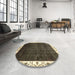 Round Abstract Chocolate Brown Modern Rug in a Office, abs3308