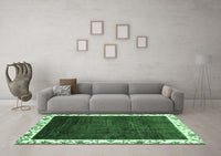 Machine Washable Abstract Emerald Green Modern Rug, wshabs3308emgrn