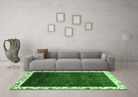 Machine Washable Abstract Green Modern Rug, wshabs3308grn