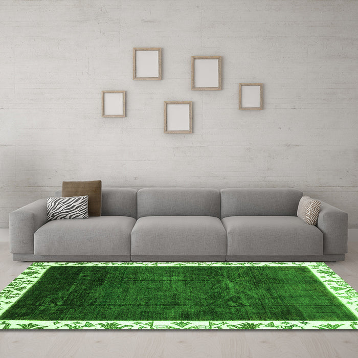 Machine Washable Abstract Green Modern Area Rugs in a Living Room,, wshabs3308grn