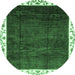 Round Abstract Emerald Green Modern Rug, abs3308emgrn