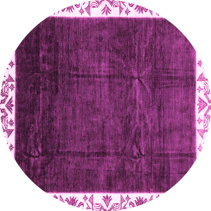Round Abstract Pink Modern Rug, abs3308pnk