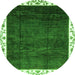 Round Abstract Green Modern Rug, abs3308grn