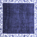 Square Abstract Blue Modern Rug, abs3308blu