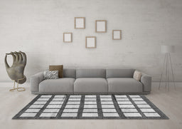 Machine Washable Checkered Gray Modern Rug in a Living Room,, wshabs3309gry