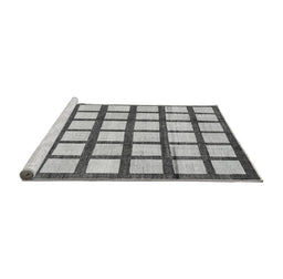 Sideview of Machine Washable Checkered Gray Modern Rug, wshabs3309gry