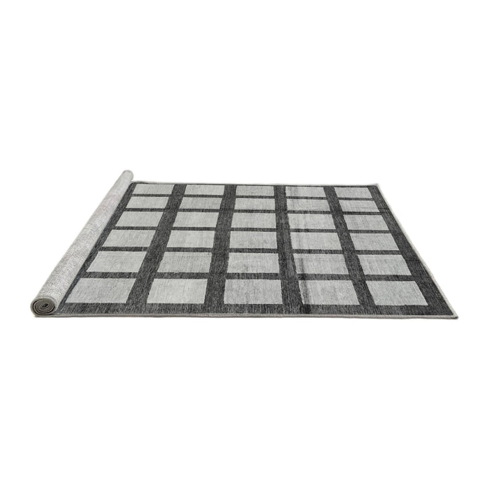 Sideview of Machine Washable Checkered Gray Modern Rug, wshabs3309gry