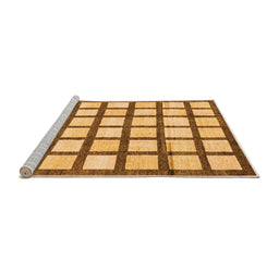 Sideview of Machine Washable Checkered Orange Modern Area Rugs, wshabs3309org