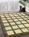 Abstract Brown Gold Checkered Rug in Family Room, abs3309