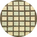 Round Machine Washable Abstract Brown Gold Rug, wshabs3309