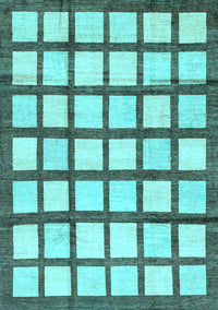 Checkered Light Blue Modern Rug, abs3309lblu