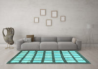 Machine Washable Checkered Light Blue Modern Rug, wshabs3309lblu