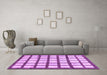 Machine Washable Checkered Purple Modern Area Rugs in a Living Room, wshabs3309pur