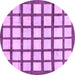 Round Machine Washable Checkered Purple Modern Area Rugs, wshabs3309pur