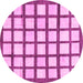 Round Checkered Pink Modern Rug, abs3309pnk