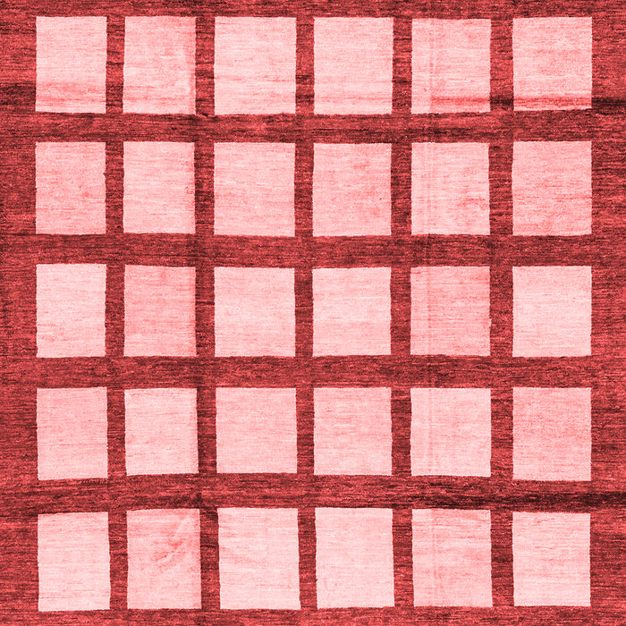Machine Washable Checkered Red Modern Rug, wshabs3309red