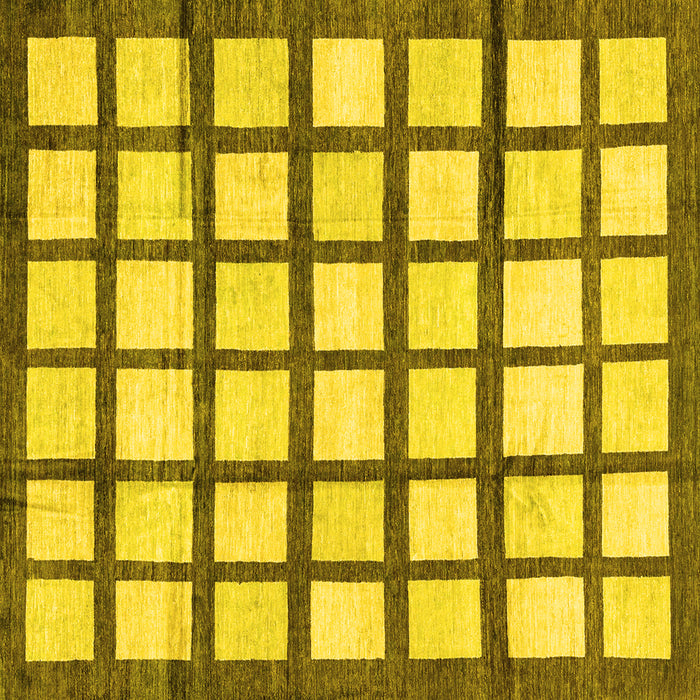 Square Machine Washable Checkered Yellow Modern Rug, wshabs3309yw