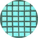 Round Machine Washable Checkered Light Blue Modern Rug, wshabs3309lblu