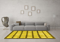 Machine Washable Checkered Yellow Modern Rug, wshabs3309yw