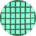 Round Checkered Turquoise Modern Rug, abs3309turq