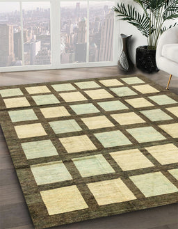 Machine Washable Abstract Brown Gold Rug in a Family Room, wshabs3309