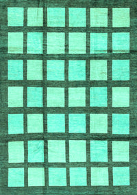 Checkered Turquoise Modern Rug, abs3309turq