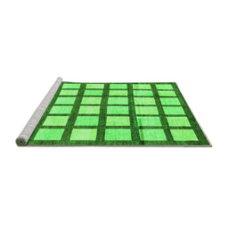 Sideview of Machine Washable Checkered Green Modern Area Rugs, wshabs3309grn