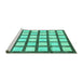 Sideview of Machine Washable Checkered Turquoise Modern Area Rugs, wshabs3309turq