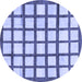 Round Checkered Blue Modern Rug, abs3309blu