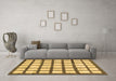 Machine Washable Checkered Brown Modern Rug in a Living Room,, wshabs3309brn