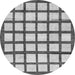 Round Machine Washable Checkered Gray Modern Rug, wshabs3309gry