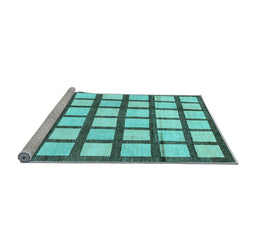 Sideview of Machine Washable Checkered Light Blue Modern Rug, wshabs3309lblu