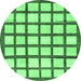 Round Machine Washable Checkered Emerald Green Modern Area Rugs, wshabs3309emgrn