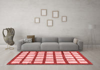 Machine Washable Checkered Red Modern Rug, wshabs3309red