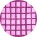 Round Machine Washable Checkered Pink Modern Rug, wshabs3309pnk