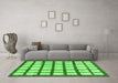 Machine Washable Checkered Green Modern Area Rugs in a Living Room,, wshabs3309grn