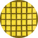 Round Checkered Yellow Modern Rug, abs3309yw