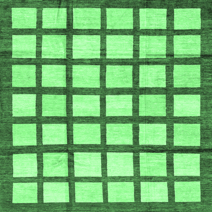 Square Machine Washable Checkered Emerald Green Modern Area Rugs, wshabs3309emgrn