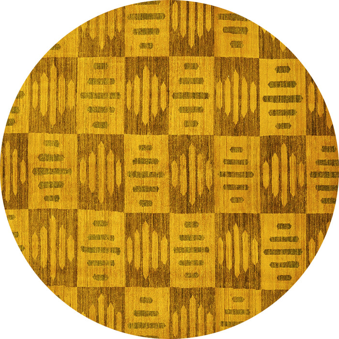 Round Abstract Yellow Modern Rug, abs330yw