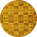 Round Abstract Yellow Modern Rug, abs330yw