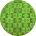 Round Machine Washable Abstract Green Modern Area Rugs, wshabs330grn