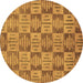 Round Abstract Brown Modern Rug, abs330brn