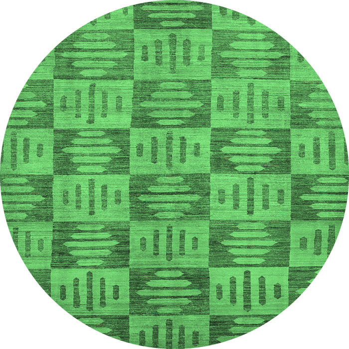 Round Machine Washable Abstract Emerald Green Modern Area Rugs, wshabs330emgrn