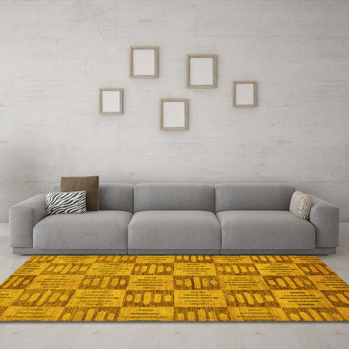 Machine Washable Abstract Yellow Modern Rug in a Living Room, wshabs330yw