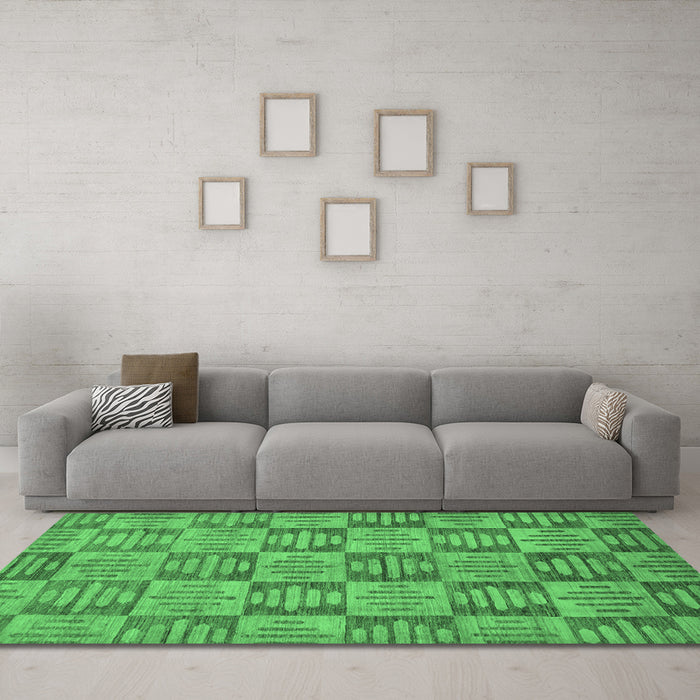 Machine Washable Abstract Emerald Green Modern Area Rugs in a Living Room,, wshabs330emgrn